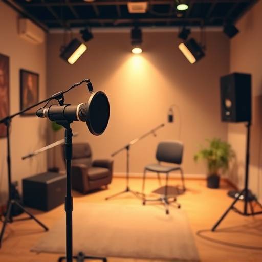 Attrezzatura professionale per la registrazione podcast nello studio Suoni di Roma